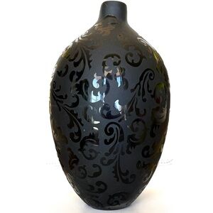 Elegant Ceramic Black Floral Vase Made in Portugal